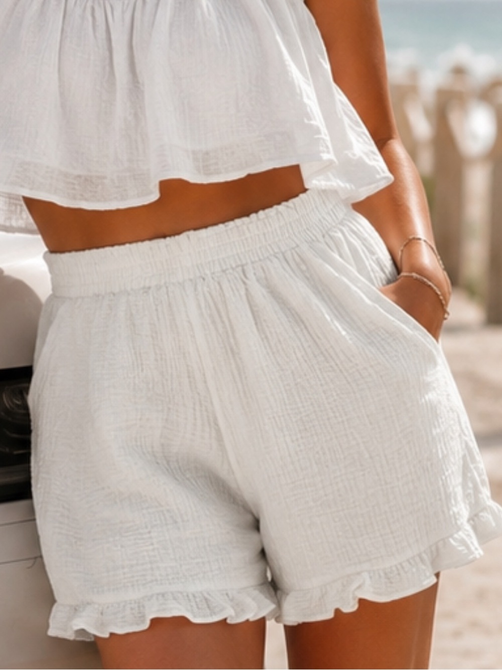 Primark White High Waist Summer Shorts